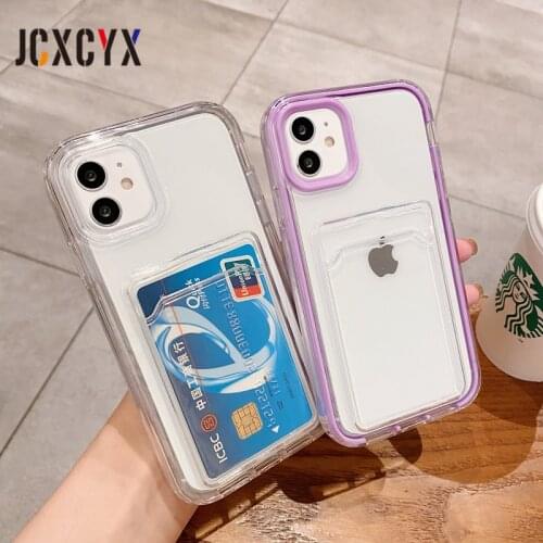 Luxury Armor Card Slot Full Protection Phone Case For iPhone 12 11 Pro Max XR XS Max X 12MiNi Shockproof Clear Soft Back Cover