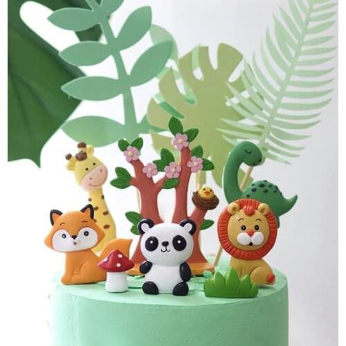 Cartoon Jungle Animal Theme Birthday Party Decoration Baby Shower Cake Decoration Animal Decoration Childrens Party Supplies