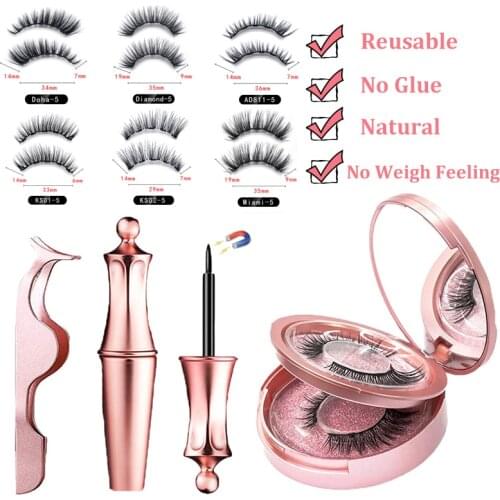 SexyGo Magnetic Eyelashes with eyeliner natural 3D Mink False Eyelashes Liquid Eyeliner & Tweezer Set & Waterproof Eyeliner