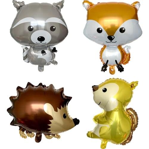 4 pcs Animal Foil Balloons Birthday wedding Forest Party Decorations helium ballons Fox Hedgehog Squirrel Raccoon Baby Shower
