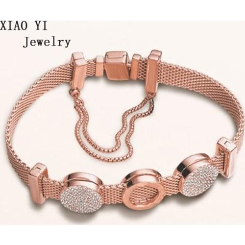 XIAOYI jewelry 2020 new 11 Reflexions rose color wide bracelet with diamond-round design for jewelry female gentle wedding