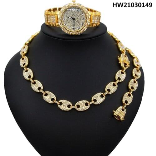 Yulaili 3PCS Set Luxury Crystal Watches For Women Lucky Fashion Ladies Geometric Necklace Bracelet Jewelry Sets Wholesale