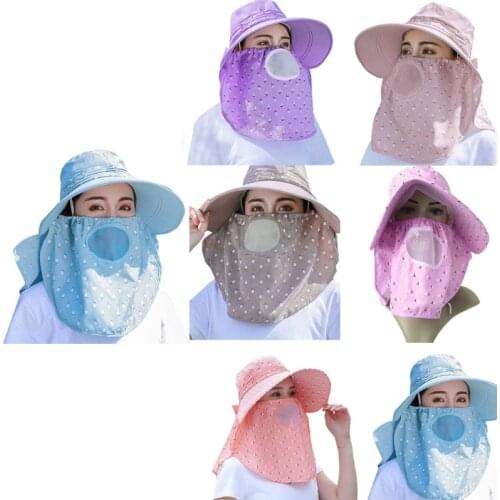 Women Summer Sun Hat Wide Brim UV Protection Visor Removable Outdoor Neck Face Flap