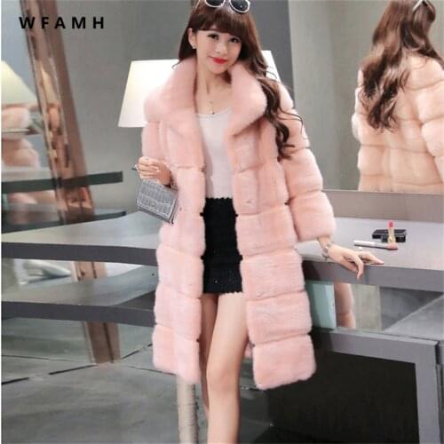Ladies Fur Jacket Faux Fur Rex Rabbit Fur Medium Long Section 2020 Winter New Big Fox Fur Collar Coat Fashion Wild Cold Warm
