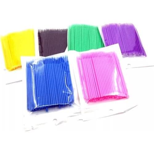 100Pcs/bag Disposable Micro Brush Cotton Swabs Makeup Eyelash Brushes Micro Mascara Brush Eyelashes Individual Lash Remover