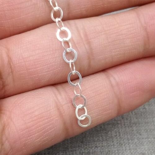 925 Sterling Silver Unfinished Hammered Cable Chain for Necklace Bracelet 3.28ft