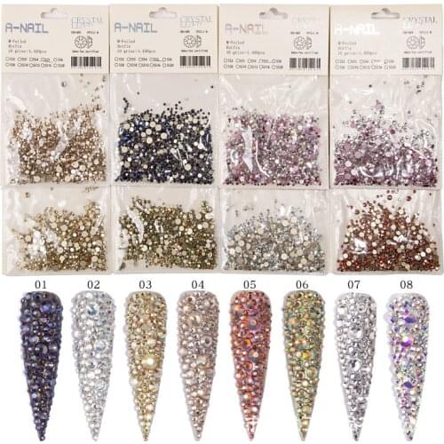 1440pcs/pack Nail Rhinestone SS2-SS20 Flat Bottom AB Flame Crystal For Nail Art Stones Glass Diamond For DIY Craft Manicure Gems