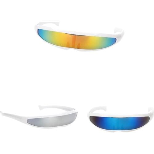 3 Pcs Funny Color Mirror Cyclops Robotic Futuristic Shield Single Sunglasses