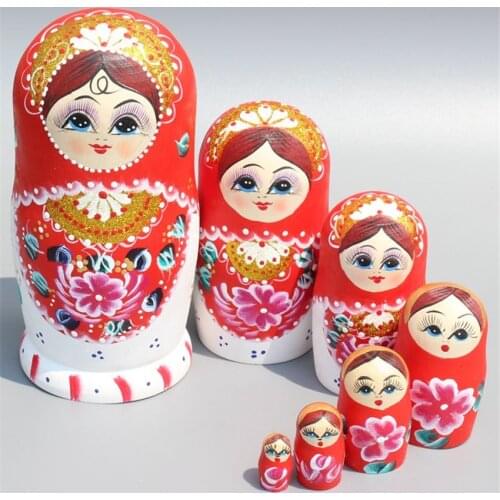 7pcs Russian Wood Dolls Authentic 7 Layer Dry Basswood Matryoshka Doll Nesting Toys Children Gift L30 Ethnic Dolls Hobbies