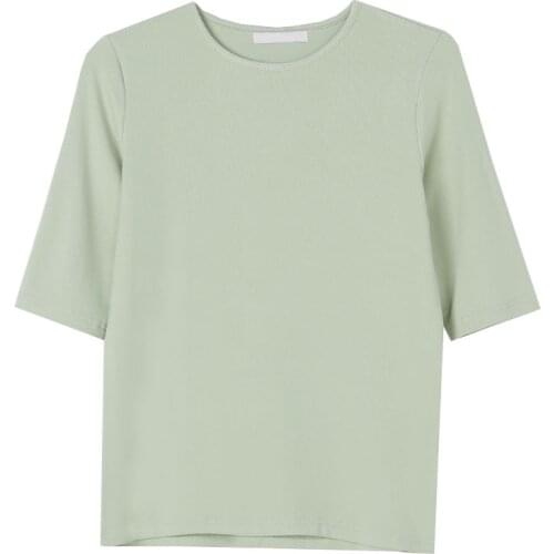 Basic Crew Neck T Shirt Women Short Sleeve t Shirts Solid Cotton Tops S