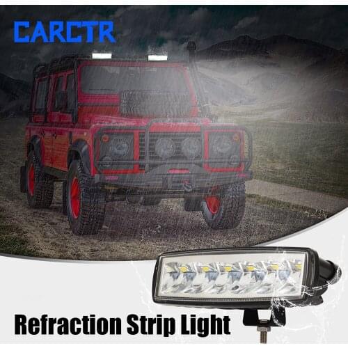 CARCTR 6 Inch LED Car Spotlight Long Strip Work Light Bar Aluminum Alloy IP67 60W 30V 6000K Led Bar Lights Automobiles Parts