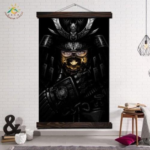 Black Japan Samurai Wall Art Canvas Prints Painting Frame Scroll Canvas Painting Poster Decorative Picture Art Print Wall Poster