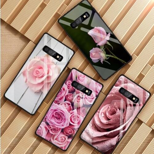 Flowers Rose Tempered Glass Phone Case For Samsung Galaxy S8 S9 S10 S20 PLUS J6 J8 2018 NOTE 8 9 10 Cover Shell