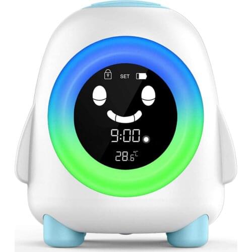 Kids Alarm Clock Digital Wake Up Clock with 5-Color Changeable Night Light Indoor Temperature Nap Timer Baby Children’s Sleep