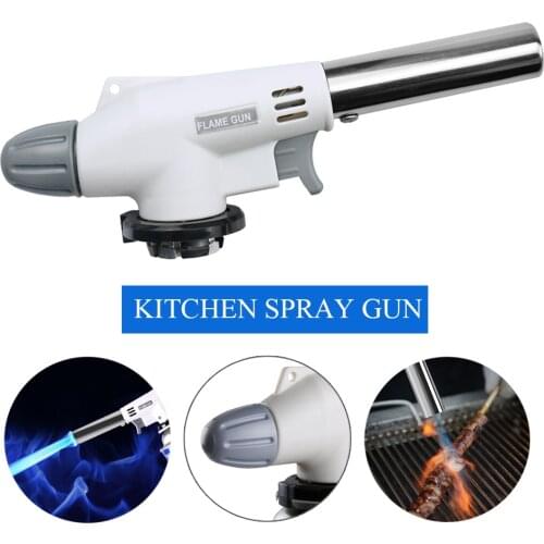 Auto Ignition Gun Welding Burner Flame Gas Torch Lighter Soldering Butane Spray Gun Head Blowtorch Barbecue Cooking Kitchen Tool