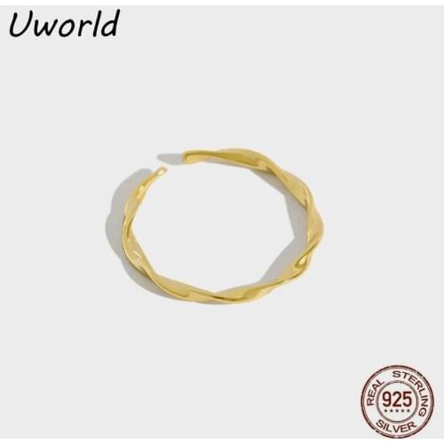 INS Minimalist S925 pure silver Mobius wave twist joint ring 18K Gold Filled 925 Sterling Silver Ring