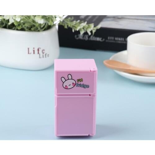 Kitchen Pink Plastic Fridge Refrigerator Freezer Furniture for Dolls Bedroom Living Room Accessories 1/12 Dollhouse Miniature