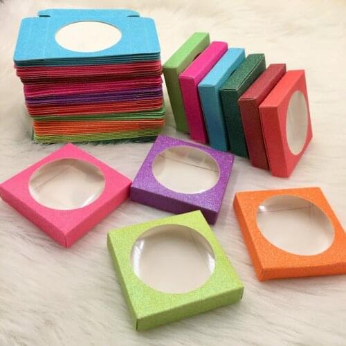 Bling bling lashes box 20pcs/lot square glitter paper eyelashes packaging for 25mm mink