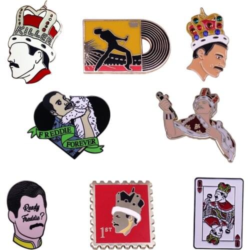 Freddie Mercury Enamel Pin Rock Band Queen Brooch Badge