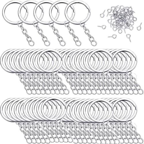 150 Pcs Key Chain Rings Kit with Screw Eye Pins Findings for DIY Crafts Jewelry Making Accessory