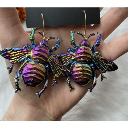 New Design!Psychedelic Large Bee Statement Earring,Bee Earrings Vintage Style, Bee Lover Gift, Unique Earrings