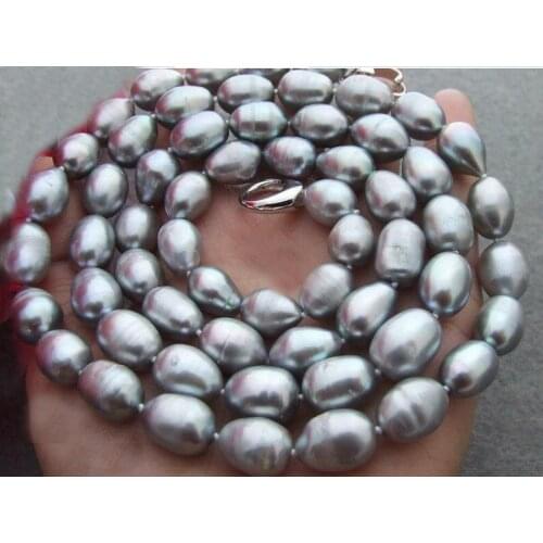 9mm gray baroque oval real pearl 80cm 125cm 200cm 30'' 78'' necklace natural Freshwater PEARL Women Jewelry 35cm 43cm 15'' 17