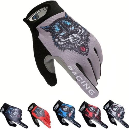 Summer Wolf Skull Head Men Gloves Breathable Non-Slip Touch Screen Cycling Full Finger Motorcycle Exercise Military Women Gloves