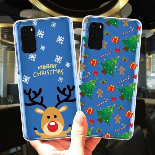Cartoon Cute Elk Santa Claus Merry Christmas Silicone Phone Case Cover For Samsung Galaxy S20 Ultra S10 S9 S8 Plus S7 Edge S10E