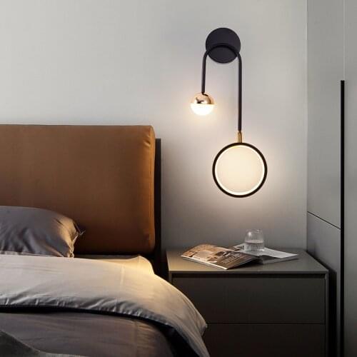Nordic pendulum Copper Wall Lamp Bedside Sconce 15W Creative Black gold LED Light Dim for TV Background Aisle Hotel lighting