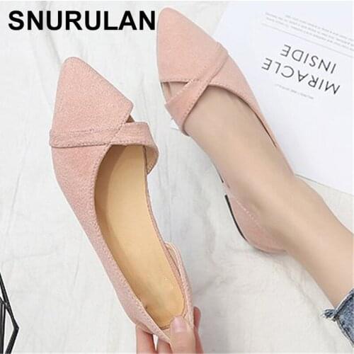 SNURULAN Woman Single Shoes Ballet Flats Shoes Pointed Toe Flat Shoes Slip-On Shallow Cross-Tie Comfort Pregnant Woman ShoesE353