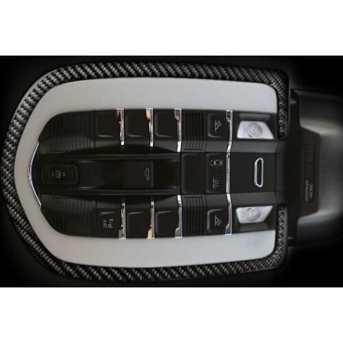Car Styling Front Roof Reading Light Frame Decoration Sticker Trim For Porsche Macan 2015-18 Carbon Fiber Decals