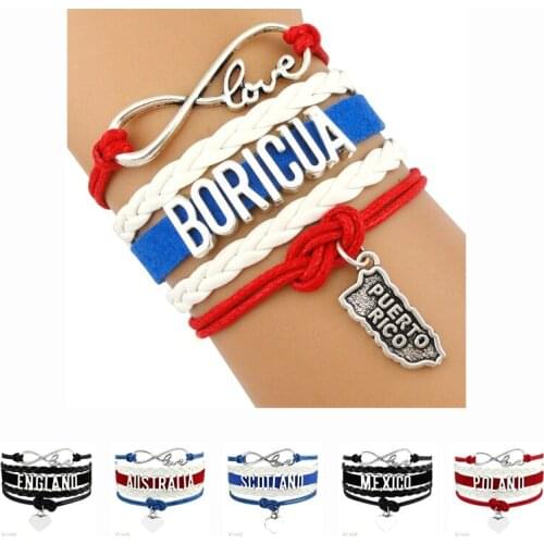 Country Puerto Rico Boricua Germany Scotland Australia England Poland Mexico Colombia United States America Bracelets for Women