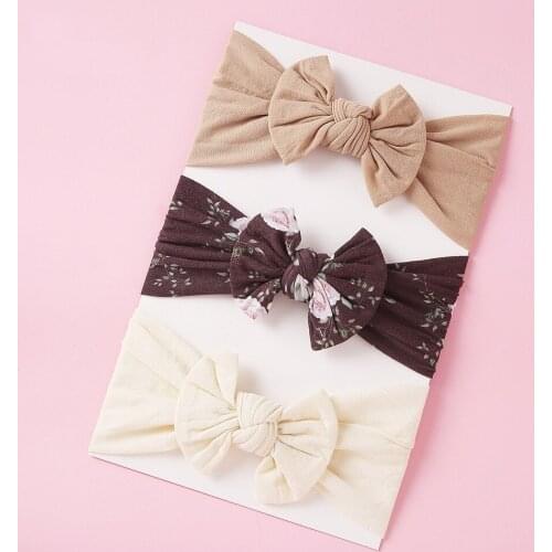 Baby Headband Bows Head Wrap For Girls Nylon Hair Accessories Newborn Hairbands Soft Kids Infant Bandage Floral Turban 3Pcs/Set
