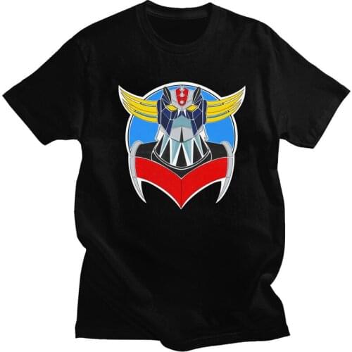 Japanese Mecha Anime Grendizer Tshirts Men Short Sleeved Printed T Shirt Novelty Ufo Robot Goldrake T-shirts Fitted 100% Cotton