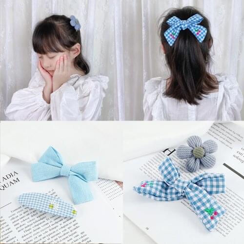 Bowknot Princess Hair Clip Accessories Sweet Solid Color Hairpin Cherry Embroidery Plaid Barrettes Women Girl Kids Headwear Gift