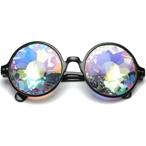 Round Kaleidoscope Glasses Women rave festival Sunglasses Men Holographic Glasses Colorful Celebrity Party Eyewear