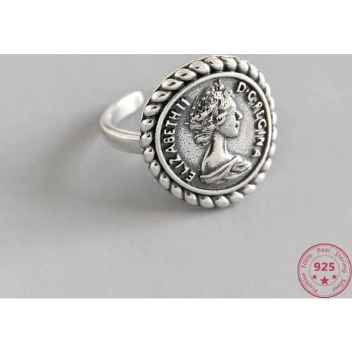 Hot Sale 100% S925 Sterling Silver Elizabeth Portrait Ring Classicism Retro Style Exquisite Ladies Index finger Jewelry