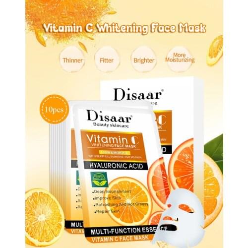 10Pieces Disaar VC Mask Solution Replenish Water And Fine Lines To Lighten Skin Moistening Whitening And Smoothing Skin VC Mask