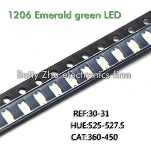 50PCS/LOT 1206 Emerald green SMD LED green light-emitting diode