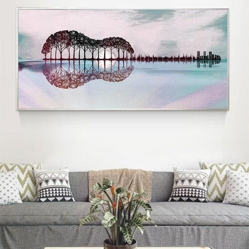 Round full diamond 5D DIY diamond painting lake reflection landscape diamond embroidery kit mosaic home decoration gift