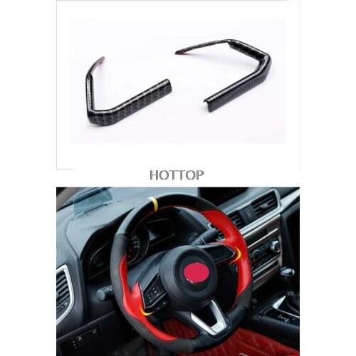 Car-Styling For Mazda Axela 2017 Steering Wheel Panel Chrome Insert Trim Cover Molding Bezel Frame Badge Garnish Carbon Fiber