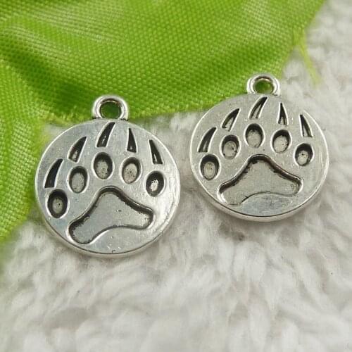 Free Ship 200 pcs Antique silver Bear claw charms pendant 18x15mm #4461
