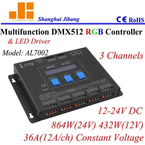 Free shipping Multiple RGB Controler / DMX drivers / DMX master, 3 Channels/12V-24V/36A/864W pn:AL7002