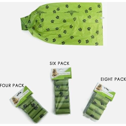 Degradable Pet Dog Waste Poop Bag Clean Up Refill Garbage Bag Printing Paw Green Trash Garbage bag