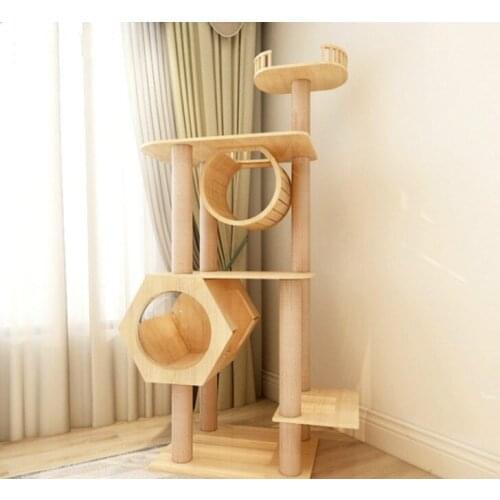 Large Solid Wood Cat Climbing Frame Cat Litter Cat Jumping Platform Space Capsule Luxury Cat Shelf Cat Furniture Crawling Tool