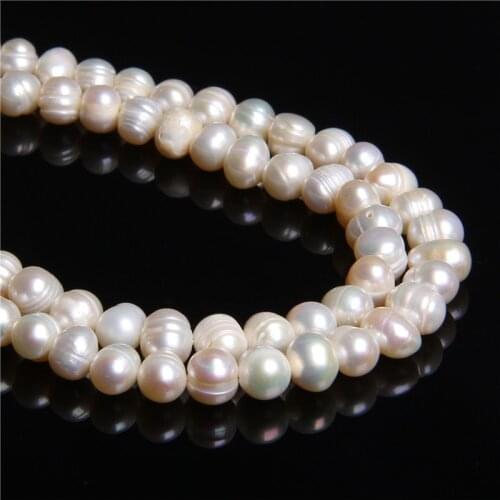 7-8MM Natural White potato oval freshwater pearl beads loose round white irregular pearls beads for jewelry making bracelet diy