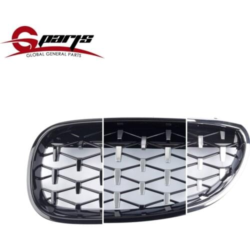 G-Parts One Pair ABS Car Diamond Auto Front Bumper Grille Overlay Kidney Replacement Grilles For BMW 5 Series E60 2004-2010