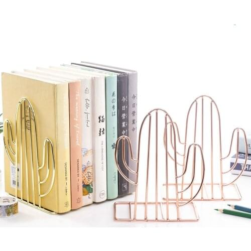 Nordic Style Book Shelf 2pcs Holder Support Bookends Decorative Study Cactus Shaped Stand Storage Non-Skid Desk Organizer Office