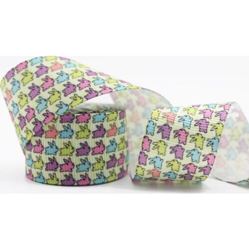 Cartoon Rabbit Printed Grosgrain Ribbon 1-1/2'' Design Customized ​Logo for Hair Bows DIY Handmade Materials 10/25/50 Yards