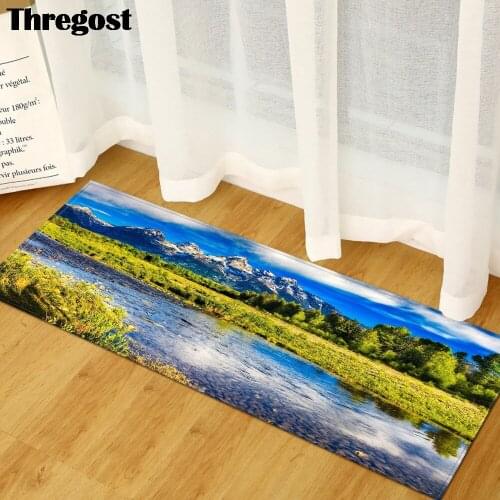 Thregost Scenic Print Bedroom Floor Mats Microfiber Flannel Door Carpet Kitchen Rugs Modern Home Decor Mat 3D Carpets